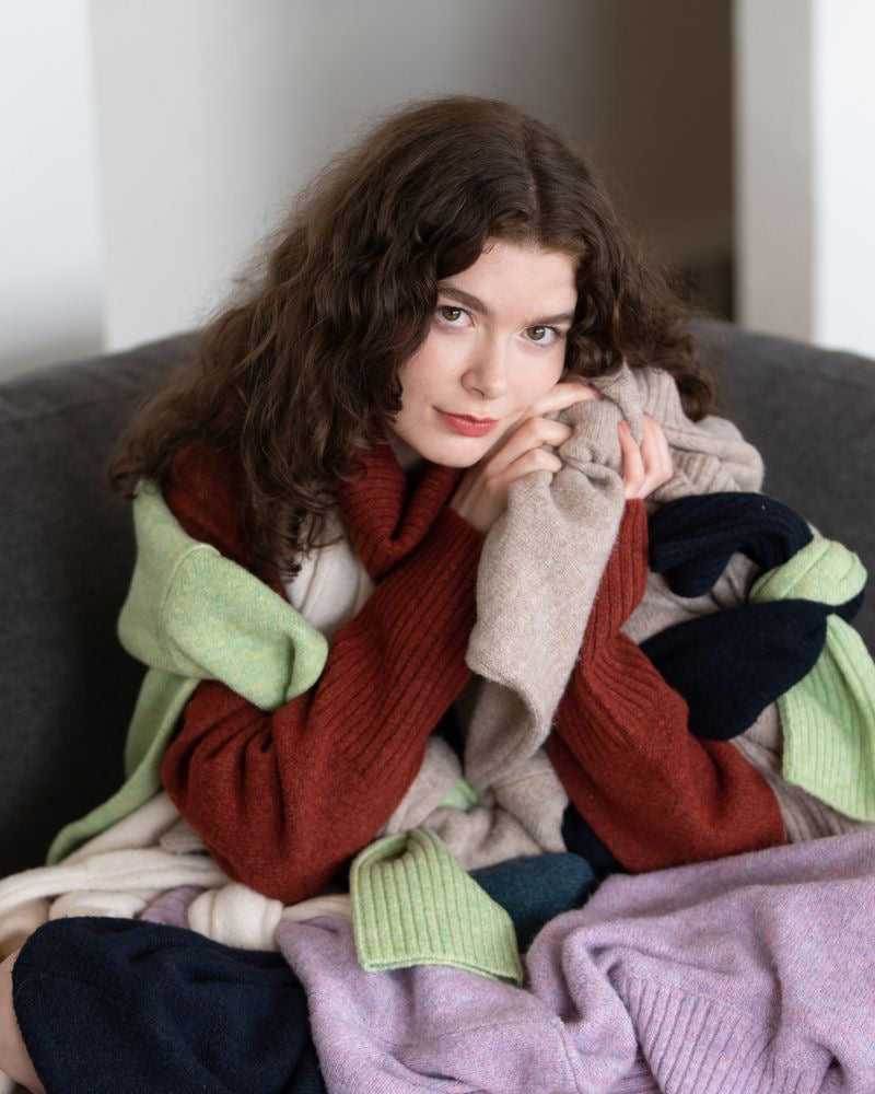 Sweater--"Dog Walker", Chunky Turtleneck, Recycled Yarns, Many Colors (Echo verde)