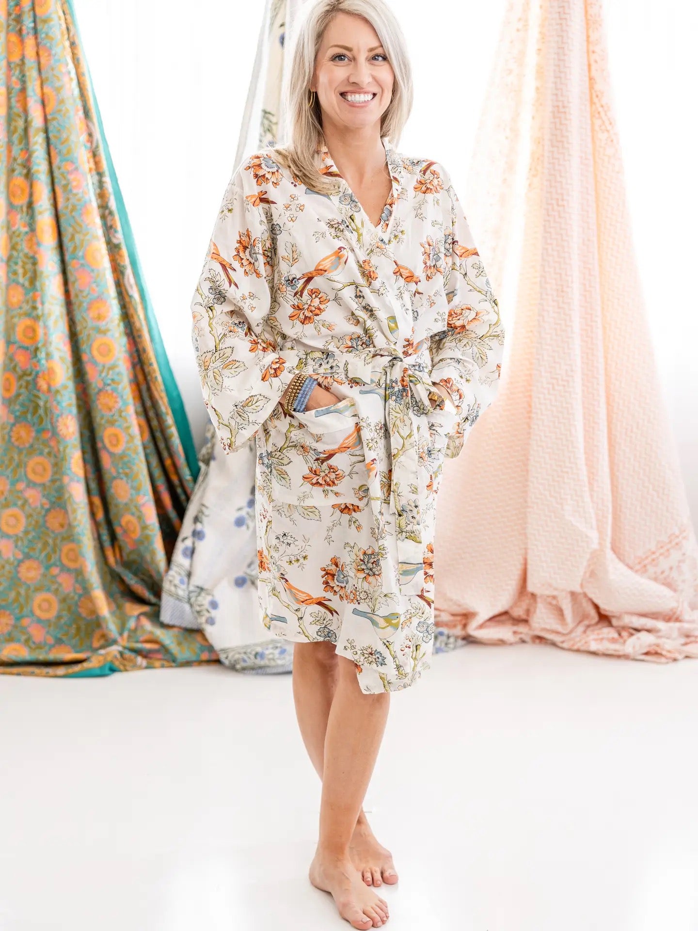 Robe--Cotton, Indian Print, Long OR Short, 4 Patterns (Rahab's Rope)