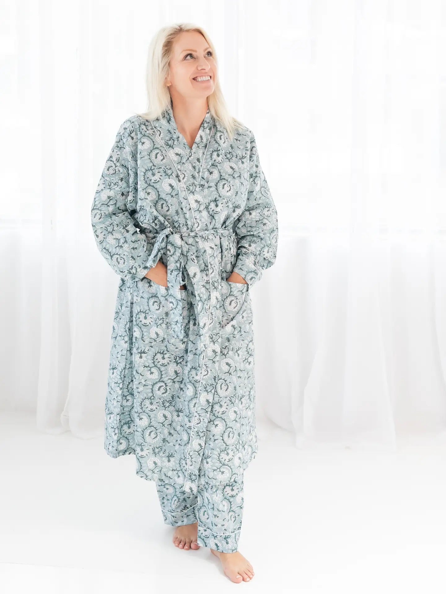 Robe--Cotton, Indian Print, Long OR Short, 4 Patterns (Rahab's Rope)