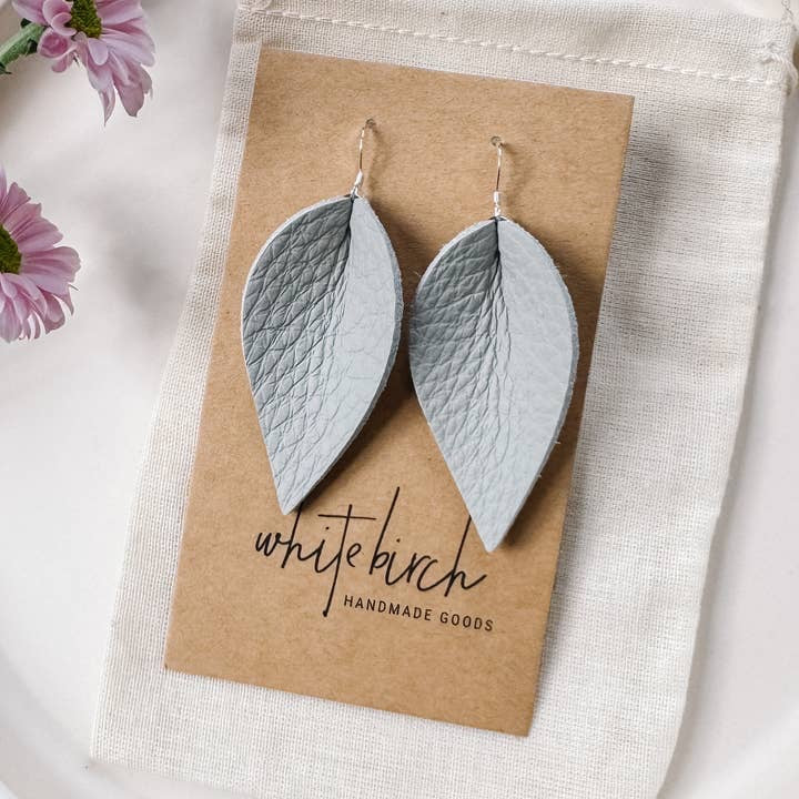 Earrings--Leaf, Leather, Many Colors (Whitebirch Handmade Goods)