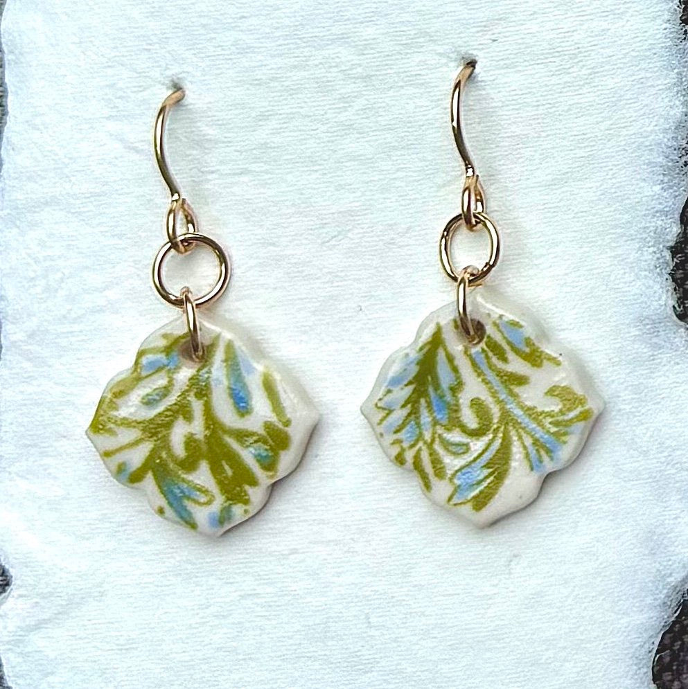 Earrings--Porcelain, Dangle--SHORT, Many colors (Red Chair Studio)