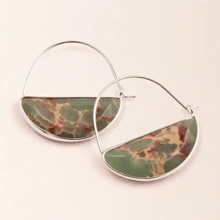 Earrings--"Prism", Hoops, Aqua Terra Quartz/Silver (Scout Curated Wears)