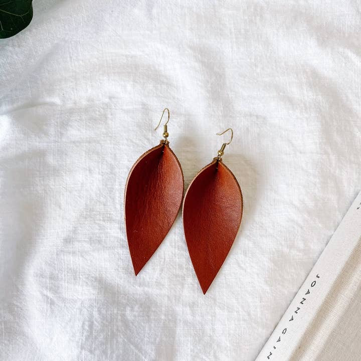 Earrings--Leaf, Leather, Many Colors (Whitebirch Handmade Goods)