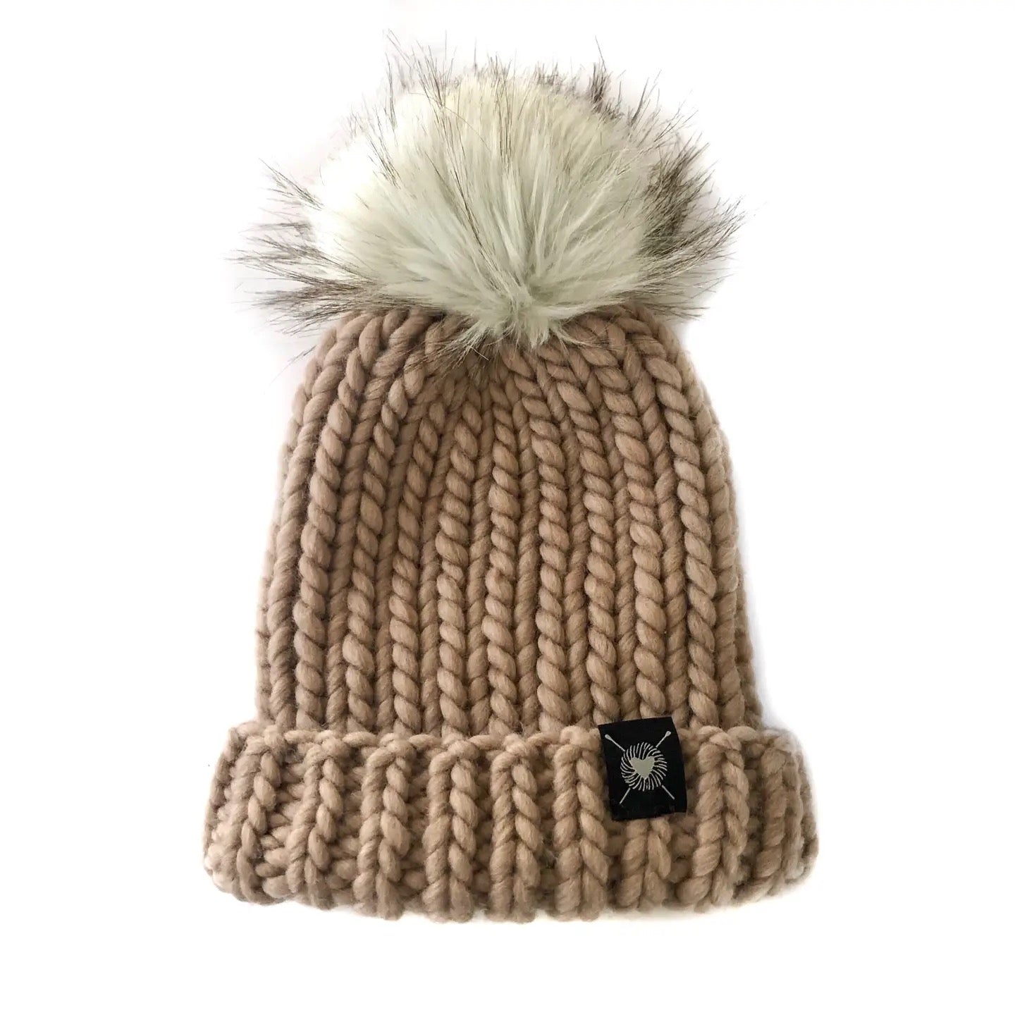 Hat--Folded Brim with Faux-Fur Pom, Many Colors (Nickichicki)