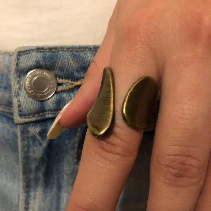 Ring--"Mid-Century Modern", Wrap-style, Silver-Plated Brass OR Brass (Volare)
