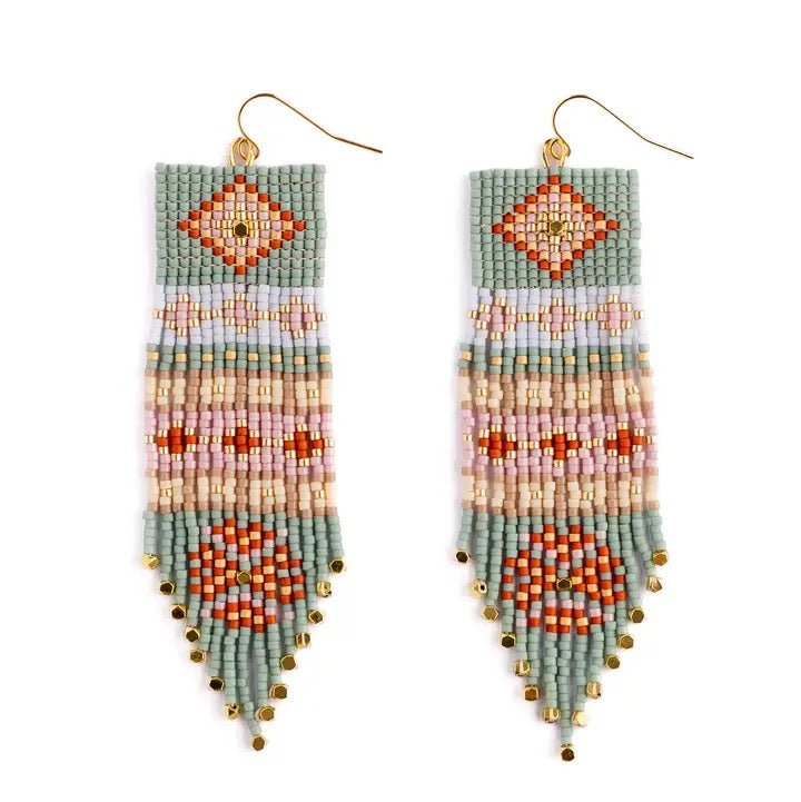 Earrings--"Shisha", Beaded, Wire Hooks, 3 Colorways (Mayana)