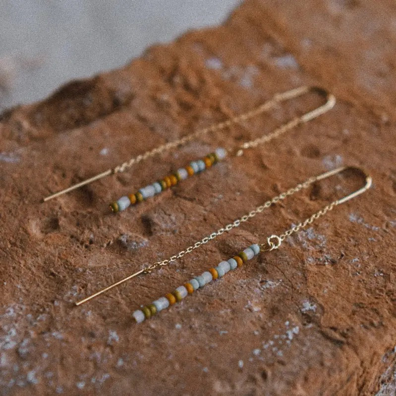 Earrings--Threader, 3 Stones (Cecelia Jewelry)