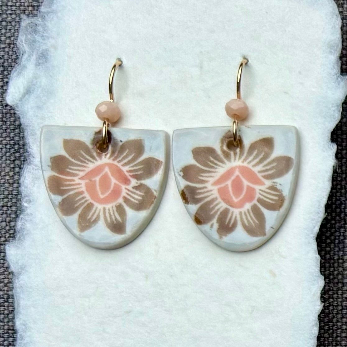 Earrings--Porcelain, Dangle--TALL, 4 Patterns (Red Chair Studio)