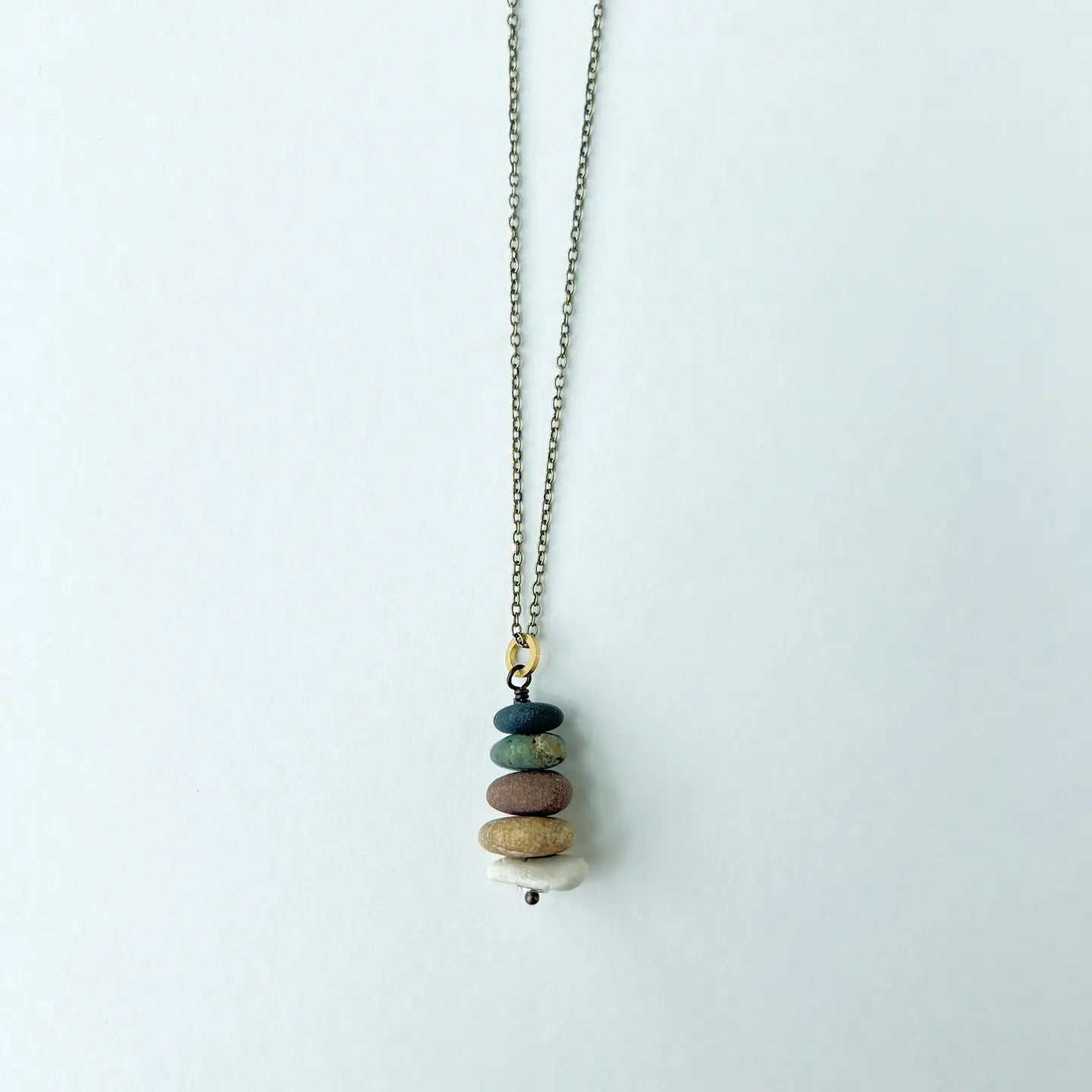 Necklace--"Lake Stone Cairn", Stone & CHAIN, Silver-Plated or Bronze (Generosity Co.)
