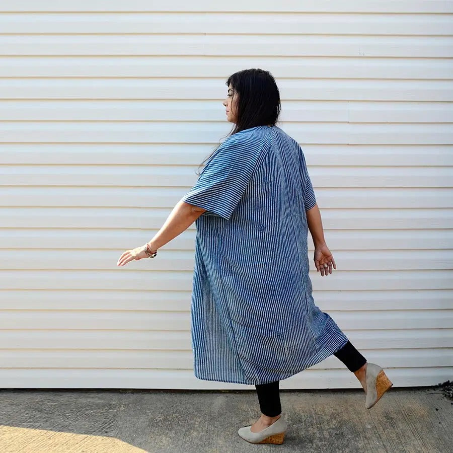 Kimono--Wrap, Block Print, Cotton-Silk, 2 Patterns (Ichcha)