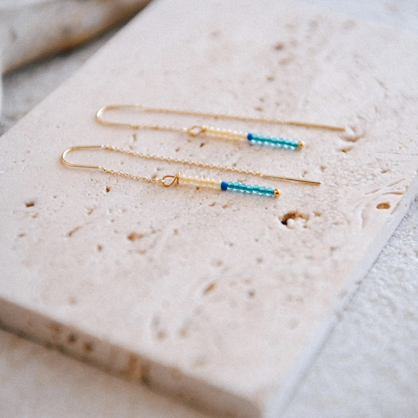 Earrings--Threader, 3 Stones (Cecelia Jewelry)