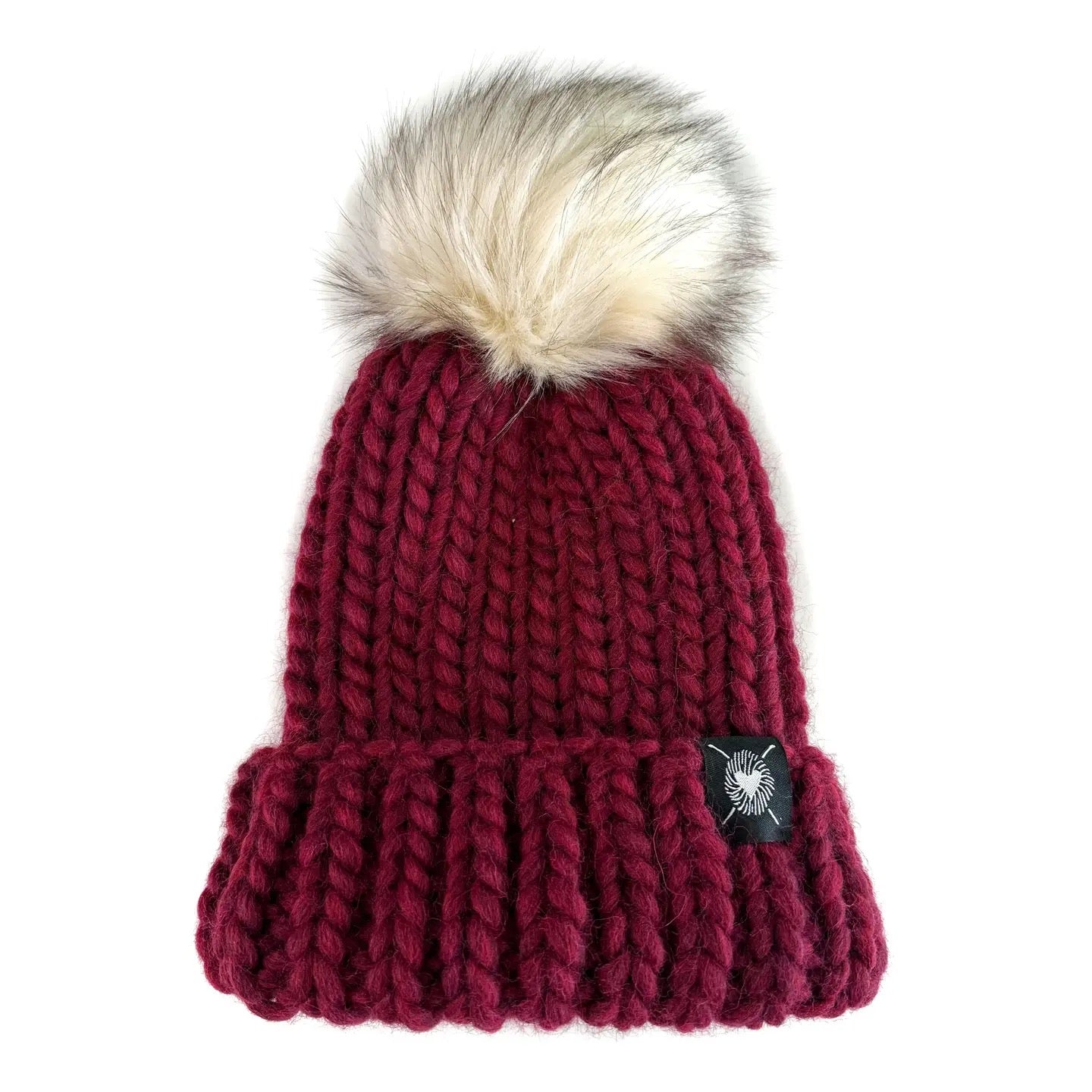 Hat--Folded Brim with Faux-Fur Pom, Many Colors (Nickichicki)