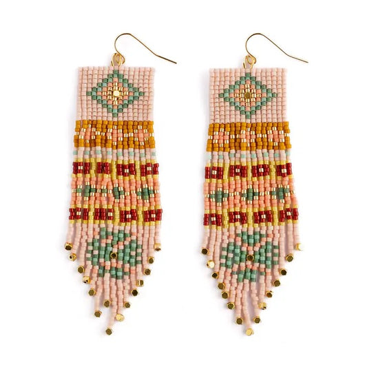 Earrings--"Shisha", Beaded, Wire Hooks, 3 Colorways (Mayana)