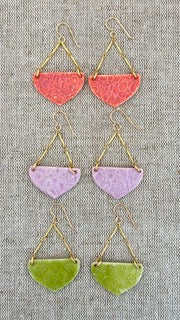 Earrings--Porcelain, Dangle--SHORT, 4 Versions (Red Chair Studio)