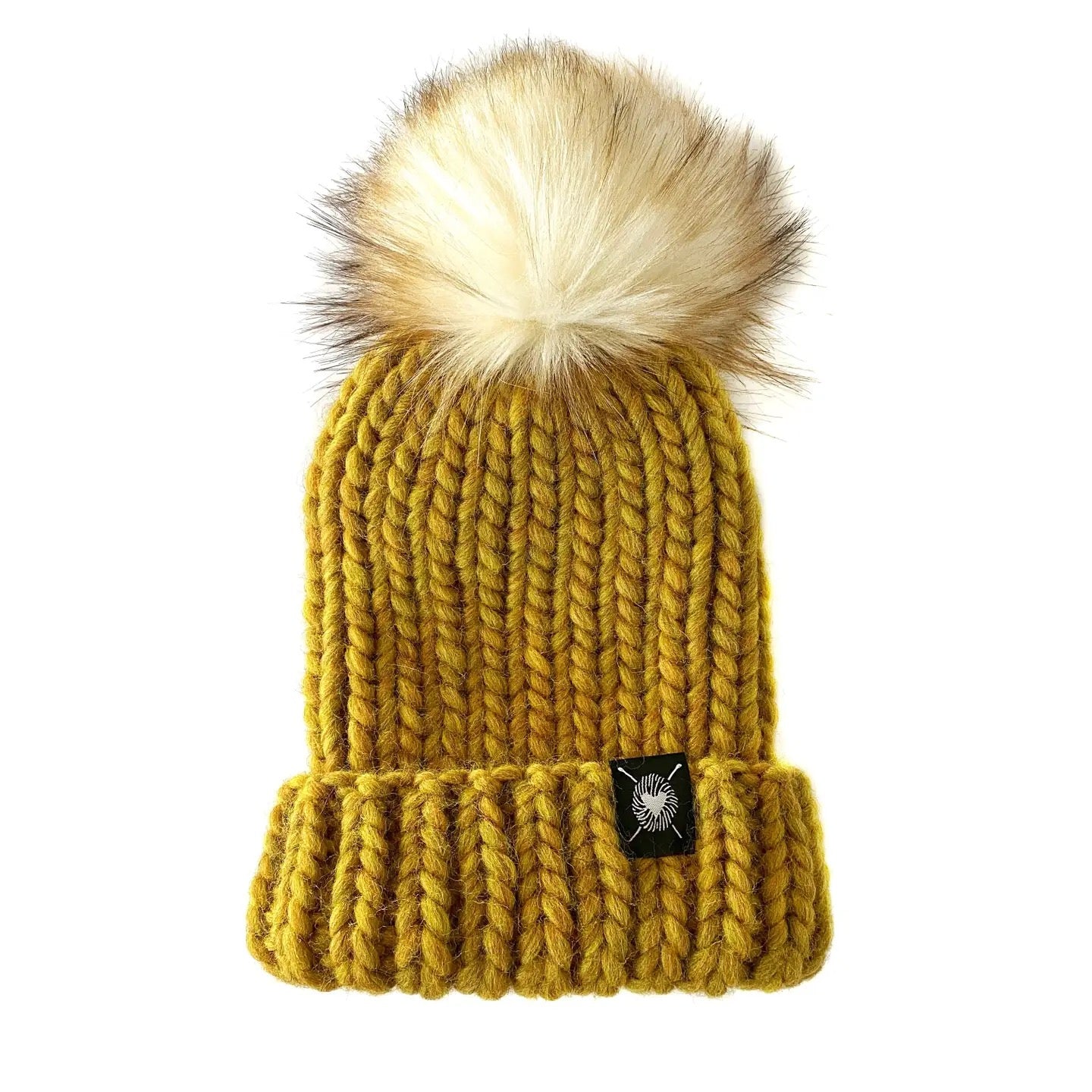Hat--Folded Brim with Faux-Fur Pom, Many Colors (Nickichicki)