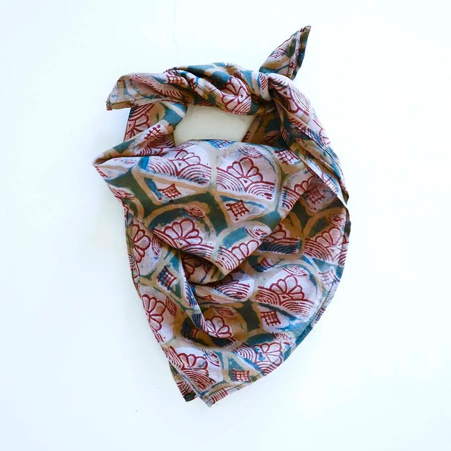 Bandana--Batik Print, Cotton AND/OR Silk, Many Colors/Patterns (Ichcha)