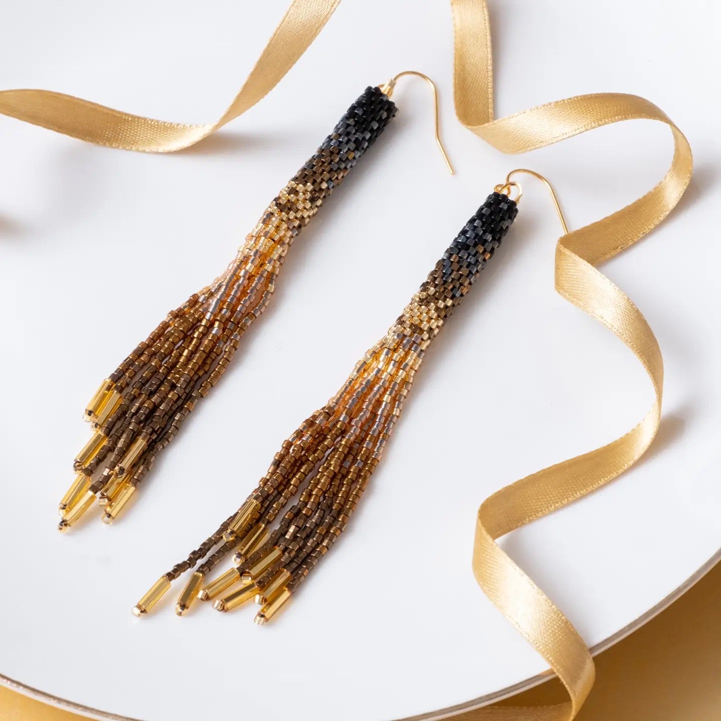 Earrings--Ombre Tassels, Beaded, 5 Colors (Mayana)