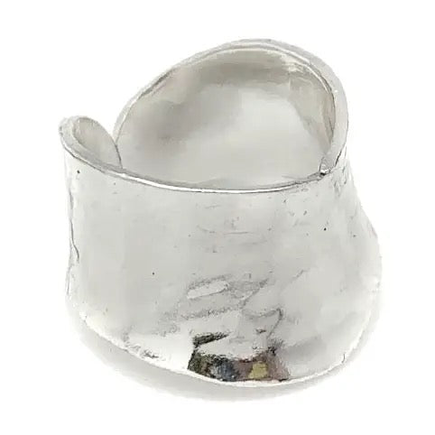 Ring--Silver-Plated, Hammered, 2 Styles (Anju)