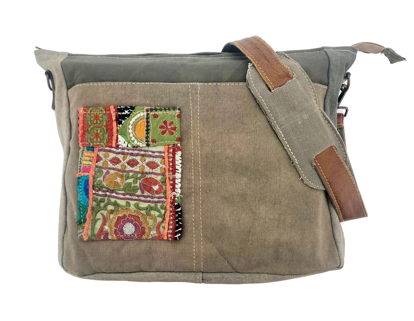 Bag--Crossbody, Recycled Military Tent--LARGE (Vintage Addiction)