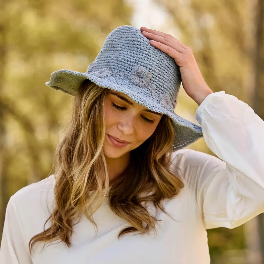 Hat--Fleur", Crocheted-Cotton, 5 Colors (By Many Hands)