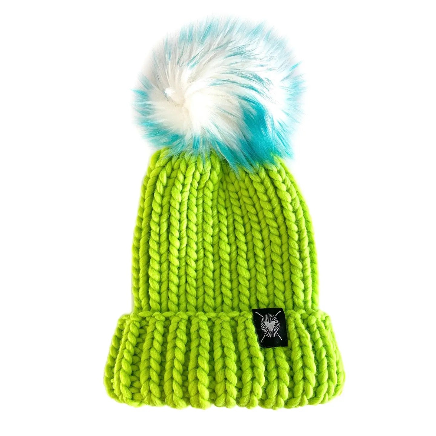 Hat--Folded Brim with Faux-Fur Pom, Many Colors (Nickichicki)