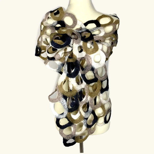 Scarf--"Rings", Wool, NEUTRALS (Pomegranate Moon)