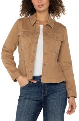 Jacket--"Trucker". Peplum waist, Cotton-Blend, Desert Camel OR Ginger Spice (Liverpool LA)