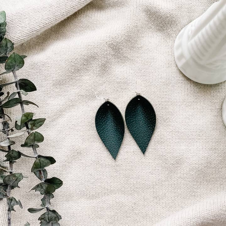 Earrings--Leaf, Leather, Many Colors (Whitebirch Handmade Goods)