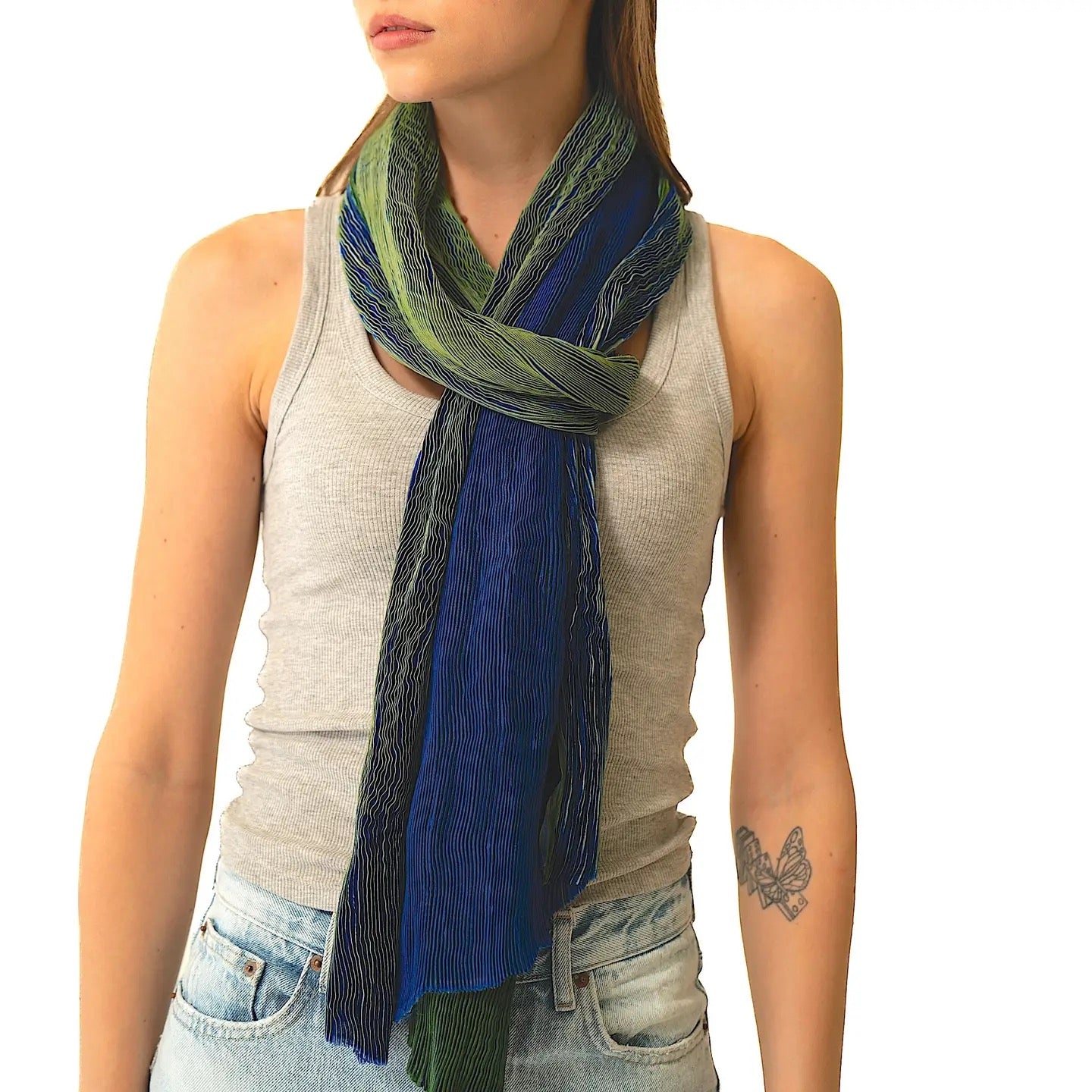 Scarf--"Slinky", Tie-Dyed, Silk, 5 Colorways (Marigold Row)