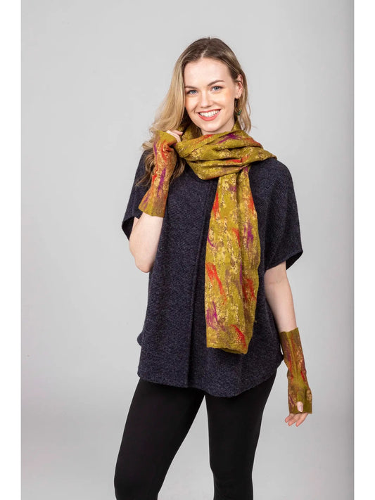 Scarf--"Impresionism", Merino Felted Wool, 3 Colors (Windhorse)