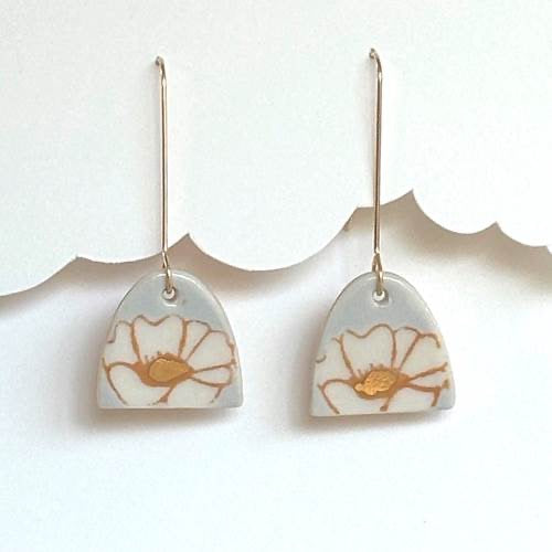Earrings--Porcelain, Dangle--SHORT, 4 Versions (Red Chair Studio)