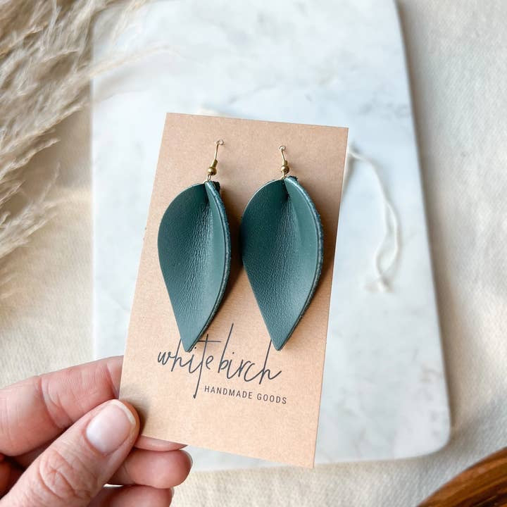 Earrings--Leaf, Leather, Many Colors (Whitebirch Handmade Goods)