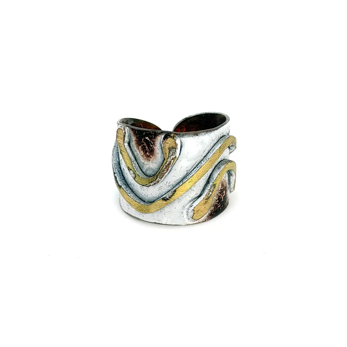 Ring--"Patina" Copper OR Silver-Plated Brass, MANY Colors/Patterns (Anju)