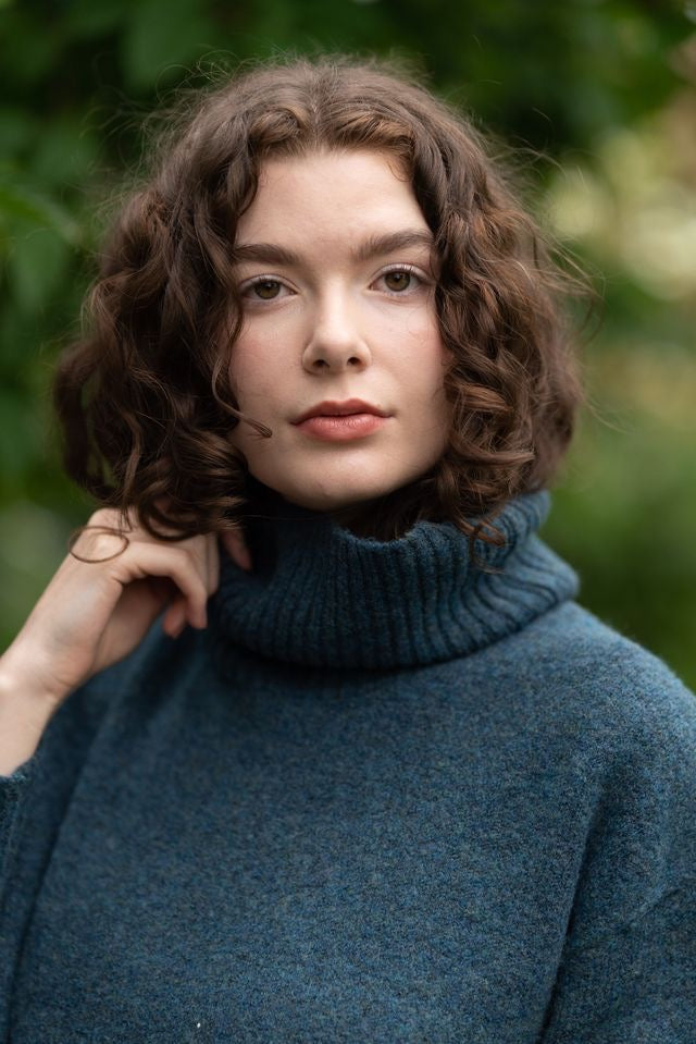 Sweater--"Dog Walker", Chunky Turtleneck, Recycled Yarns, Many Colors (Echo verde)