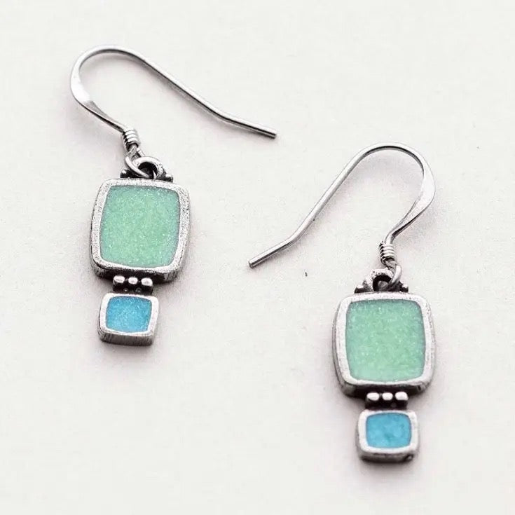 Earrings--"Harmony", Dangle, Pewter & Enamel, 4 Colors (Danforth Pewter)