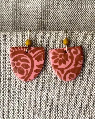 Earrings--Porcelain, Dangle--TALL, 5 Patterns (Red Chair Studio)