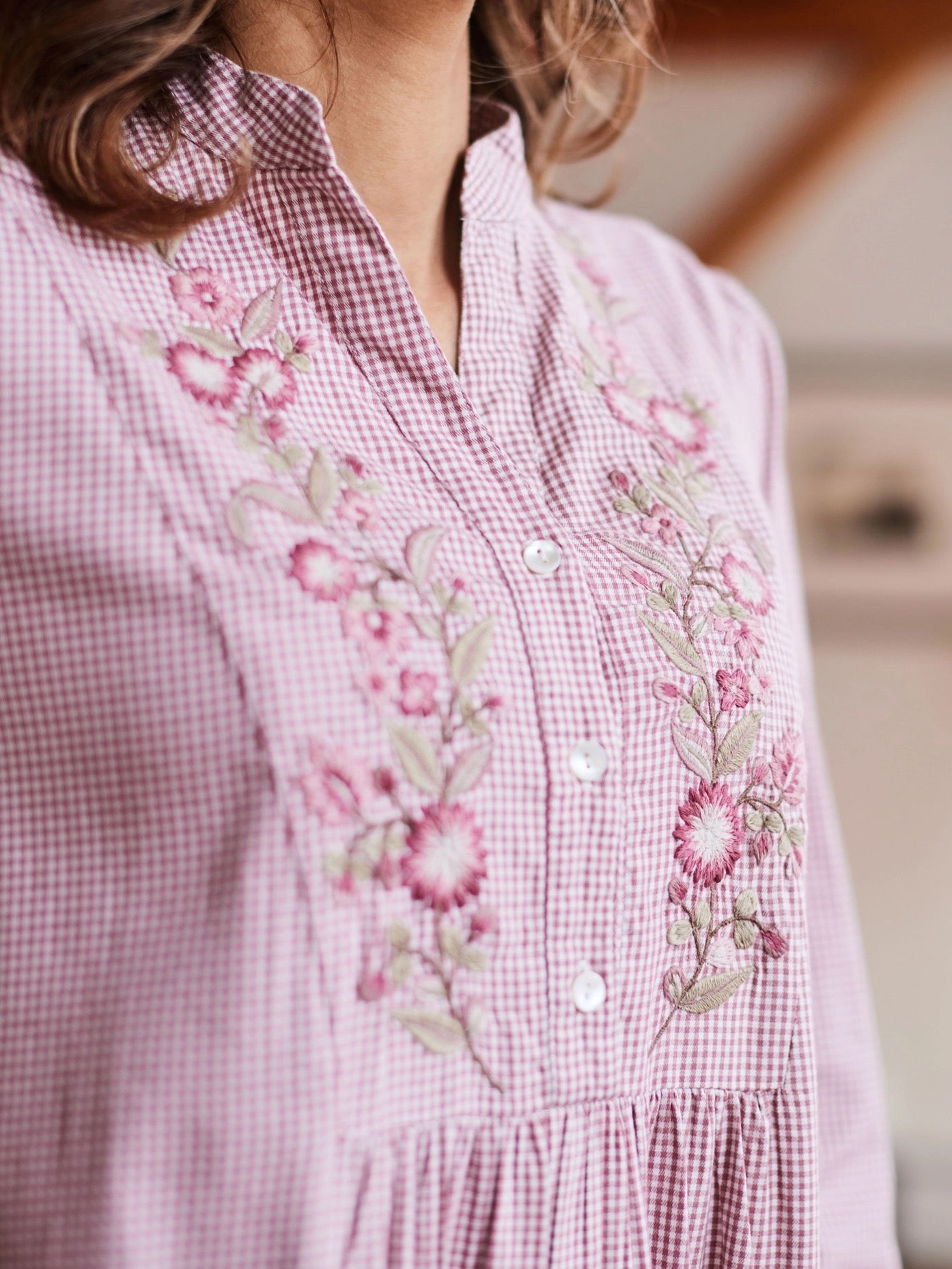 Night gown--Flannel, Blue Plaid OR Plum Check (April Cornell)