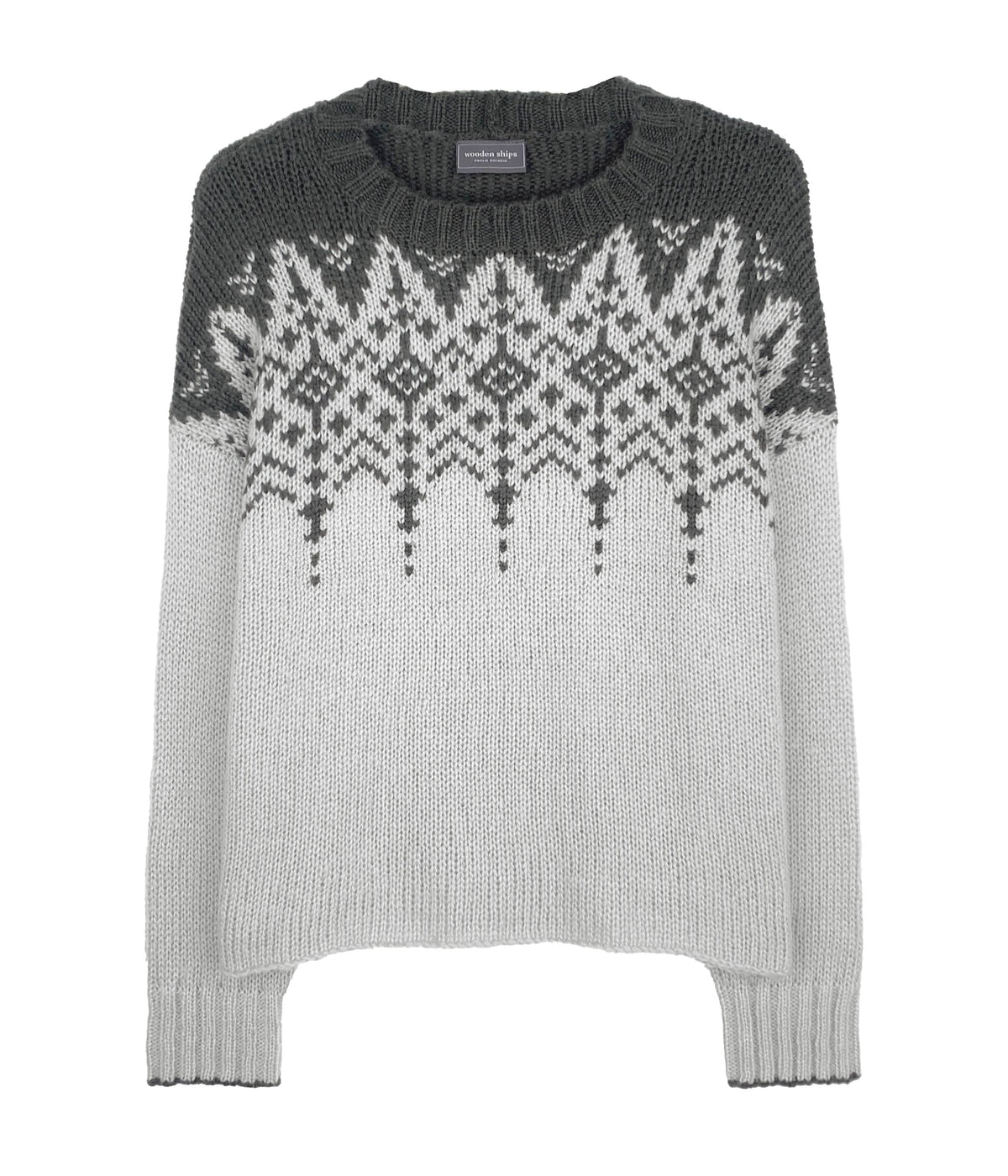 Sweater--"Chandelier Fair Isle", CARDIGAN, Chunky Knit, Brown-Brick/Black-- (Wooden Ships)