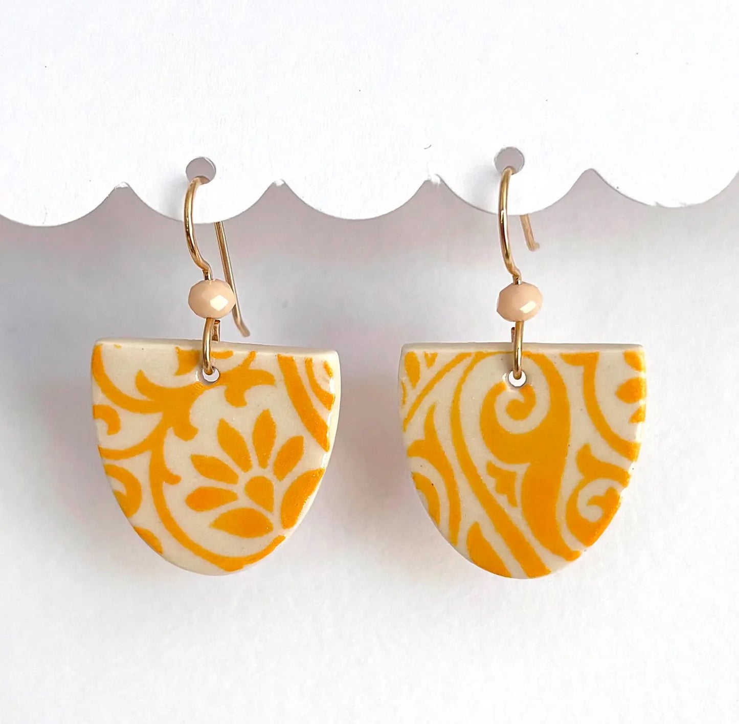 Earrings--Porcelain, Dangle--TALL, 4 Patterns (Red Chair Studio)
