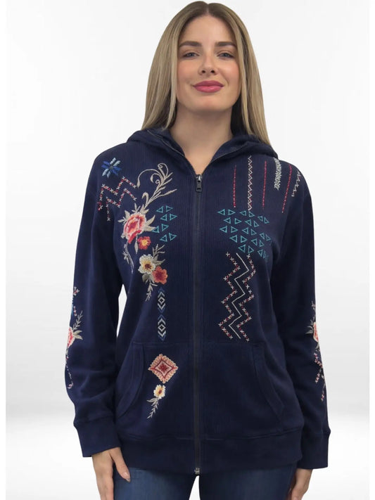 Hoodie--"Gali", Thermal, Cotton, Deep Navy (Caite & Kyla)