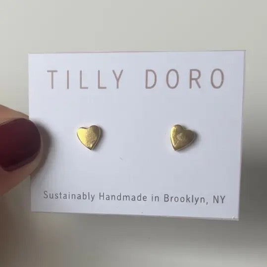 Earrings--"Hearts", Gold-Plated Studs (Tilly Doro)