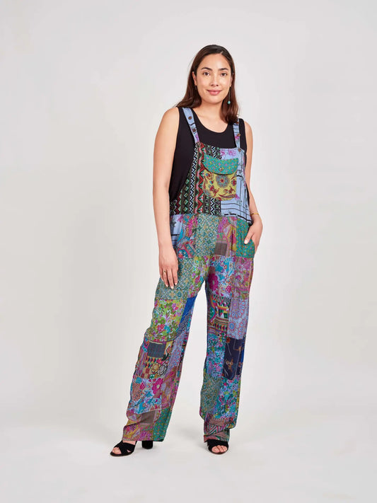 Overalls--Patchwork, Rayon, Blues OR Greens (Windhorse)
