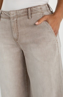 Jeans--"Weekender", Wide Leg, Cropped, Antique Khaki (Liverpool LA)