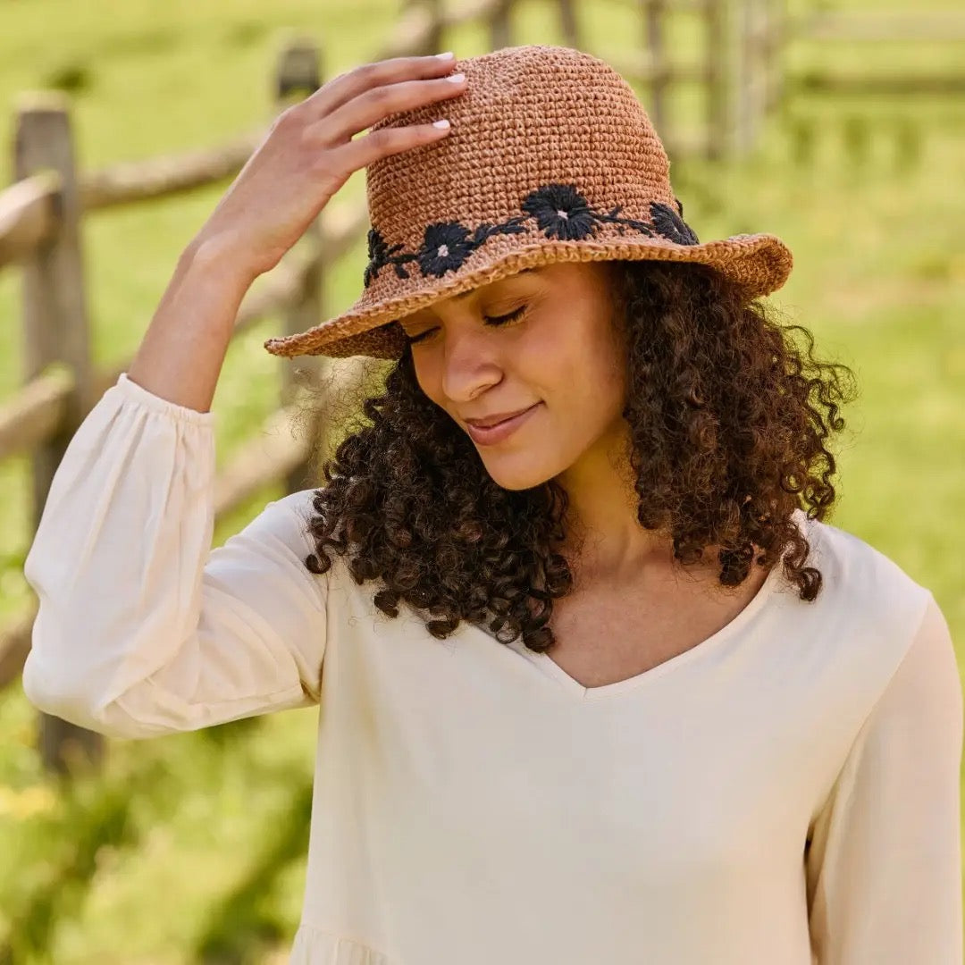 Hat--Fleur", Crocheted-Cotton, 5 Colors (By Many Hands)