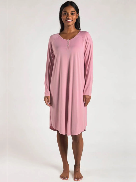 Nightgown--"Hush", Bamboo, Long-Sleeved, 2 Colors (Terrera)