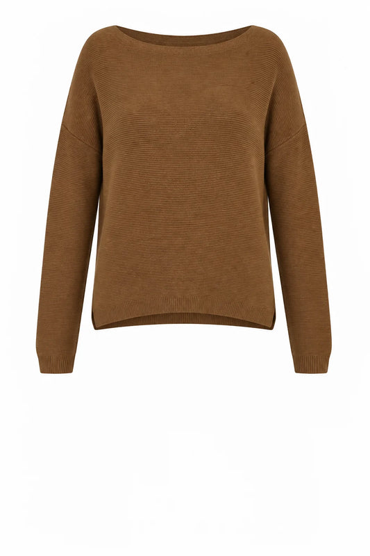 Sweater--"Jenna", Cropped, Fine-Rib Knit, Bluet OR Toast (Amazing)