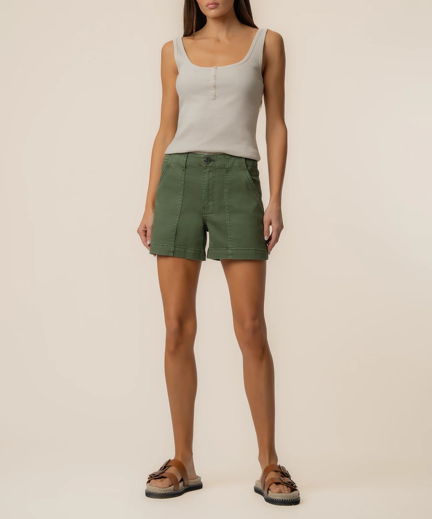 Shorts--"Jane", Jean, Patch Pockets, OLIVE (Kut from the Kloth)