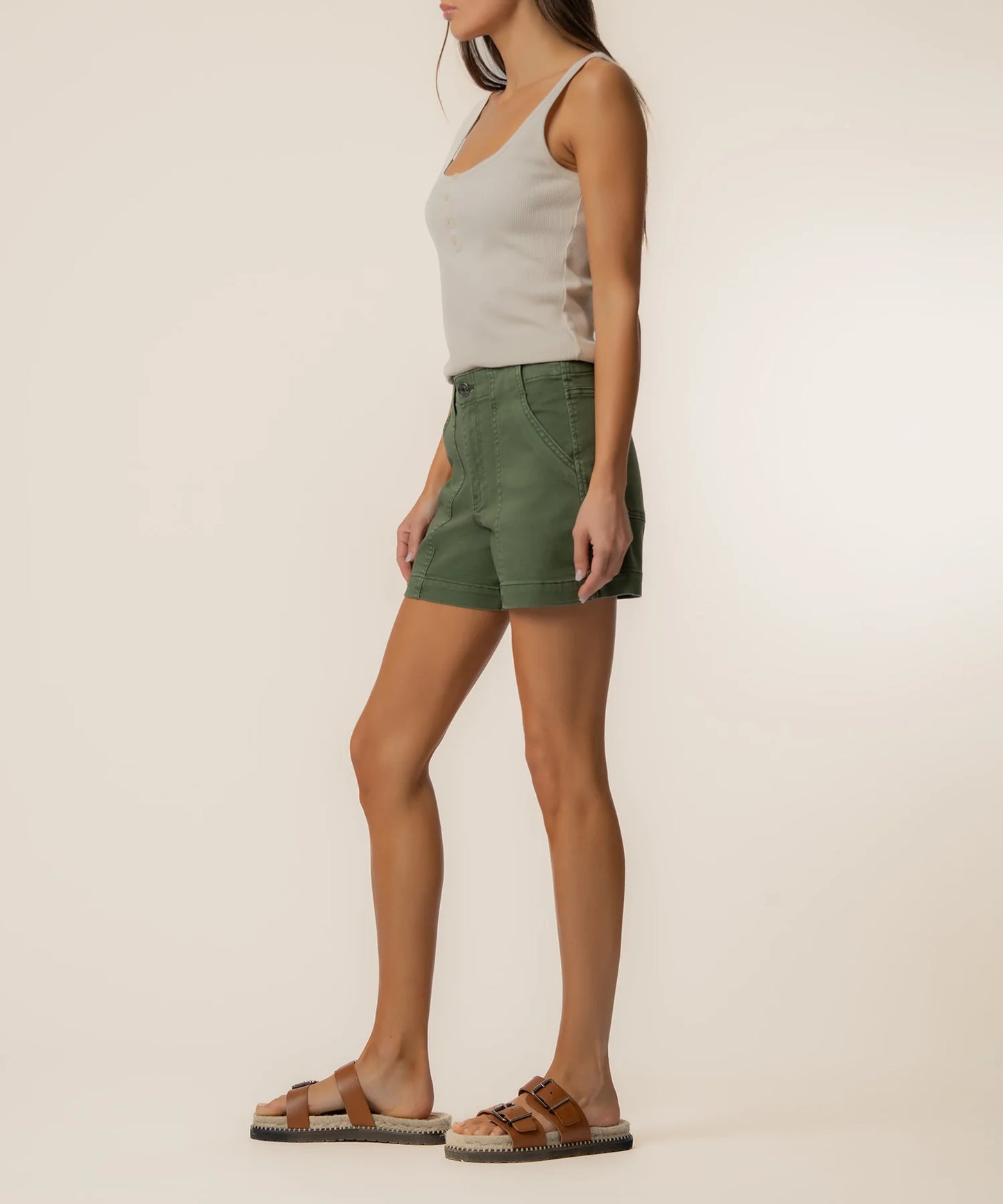 Shorts--"Jane", Jean, Patch Pockets, OLIVE (Kut from the Kloth)