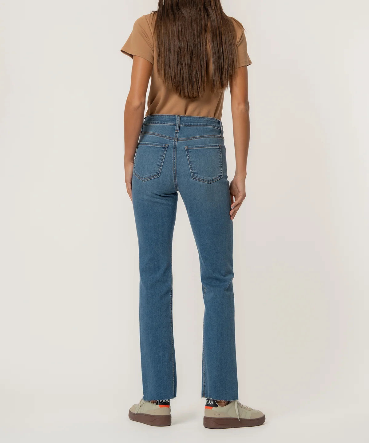 Pants--"Kelly", High Rise, Kick Flare, Twill--Mocha (Kut from the Kloth)