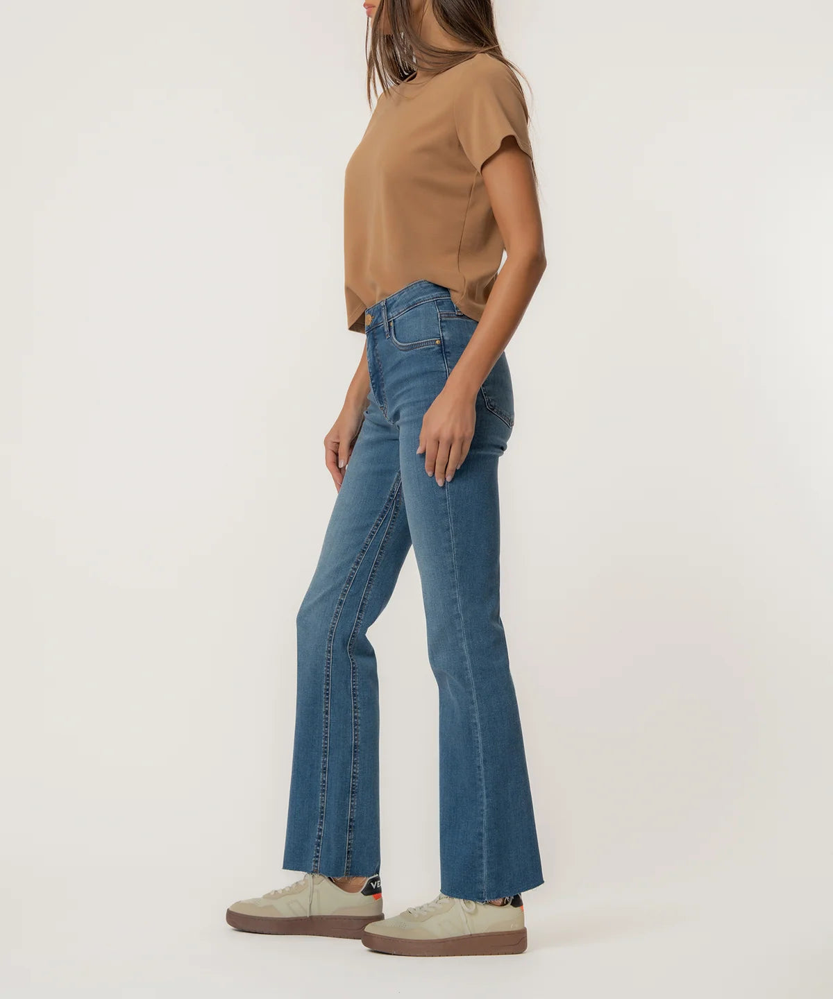 Pants--"Kelly", High Rise, Kick Flare, Twill--Mocha (Kut from the Kloth)